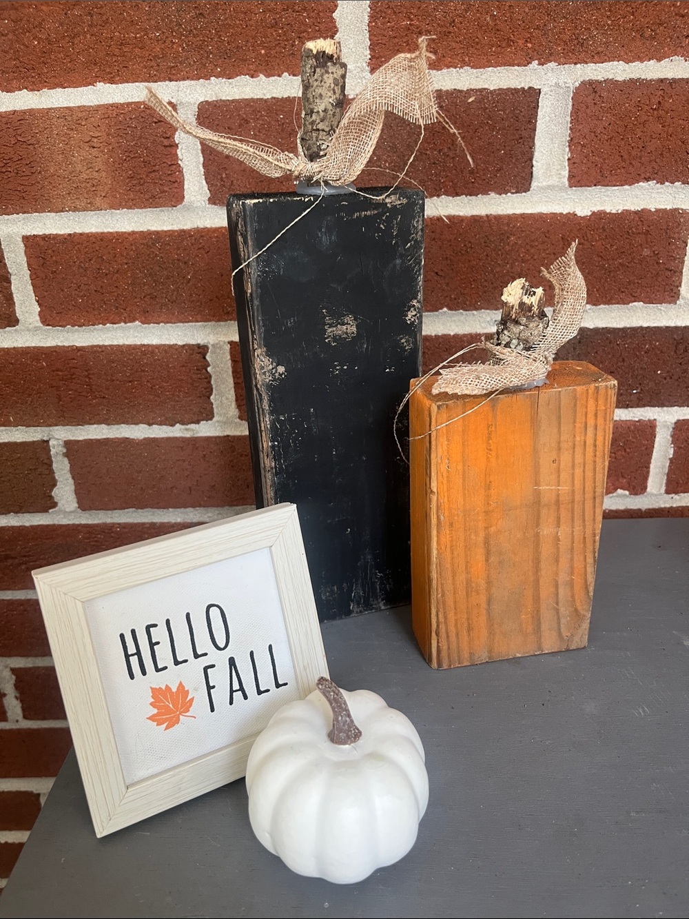 Rustic Wooden Pumpkin Blocks Decor Set - Black & Orange Fall Decor Handcrafted